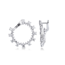 Boucles d'oreilles créoles en or blanc 18k avec diamants