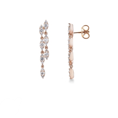 Boucles d'oreilles avec diamants or rose 18 carats