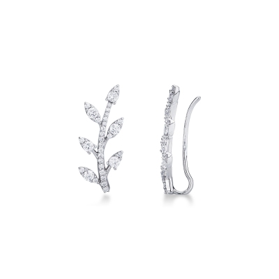 Boucles d'oreilles design en or blanc 18 carats avec diamants