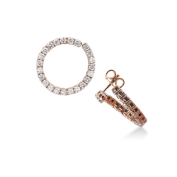 Boucles d'oreilles en or rose 750 avec diamants
