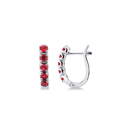 Boucles d’oreilles femme en or blanc 18k avec rubis