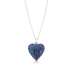 Collier saphirs bleus en or blanc 750 cœur