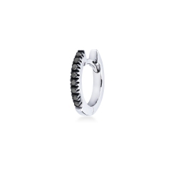Créole mono or blanc 18k avec diamants noirs