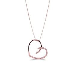 Collier coeur avec pendentif en or rose 18k et diamants