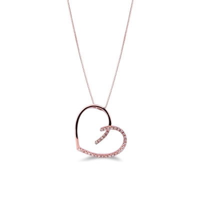 Collier coeur avec pendentif en or rose 18k et diamants