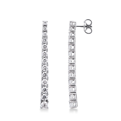 Boucles d’oreilles diamants tennis en or blanc 18k à design dégradé