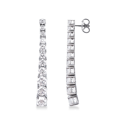Boucles d’oreilles or blanc 18k à design et diamants 2,54 ct