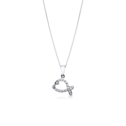 Collier en or blanc 18k avec pendentif baleine en diamants
