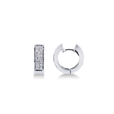 Créoles femme pavés de diamants en or blanc 18k 
