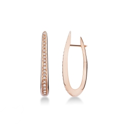 Boucles d'oreilles ovales en or rose 18 carats avec diamants, 3,3 cm