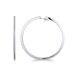 Grandes créoles en or blanc 18k avec diamants