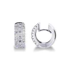 Créoles en or blanc 18k  pavés de diamants