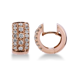 Boucles d'oreilles cercle en or rose 18 carats diamants