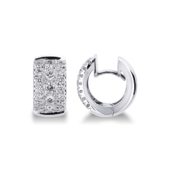 Boucles d'oreilles créoles en Or Blanc 18k avec Diamants ct 1,80