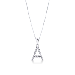 Collier avec lettre A en or blanc 750 et diamants