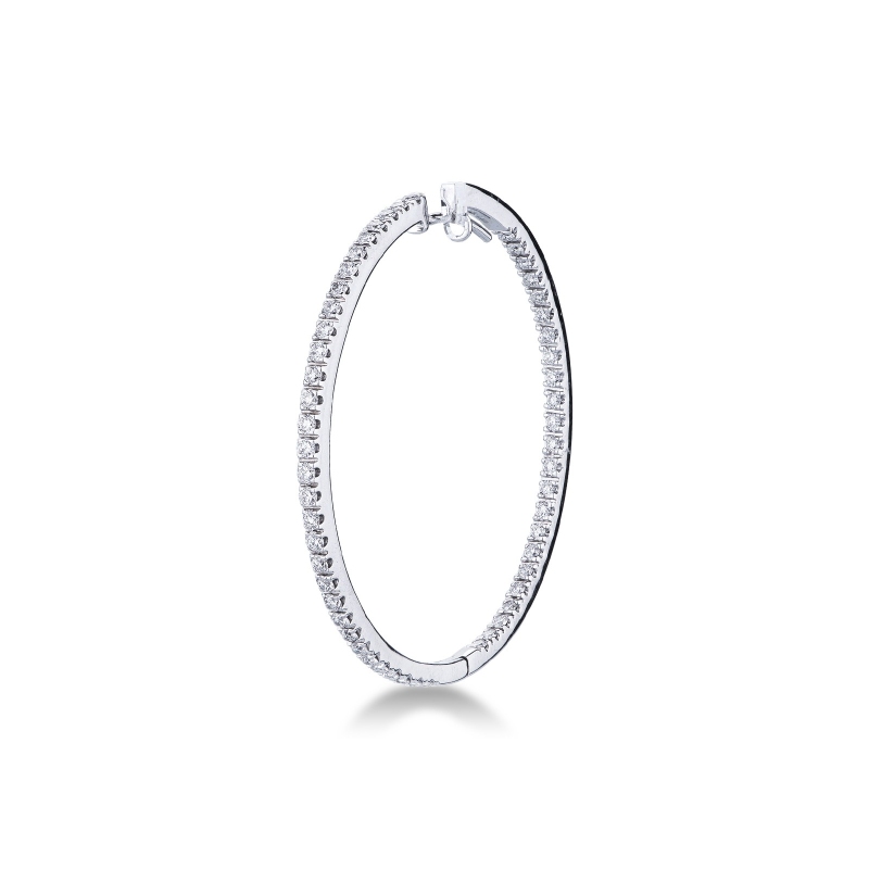 Grands créoles en or blanc 18k avec diamants 