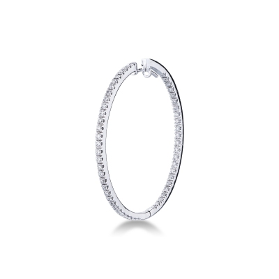 Grands créoles en or blanc 18k avec diamants 