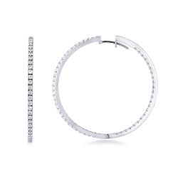 Grands créoles en or blanc 18k avec diamants