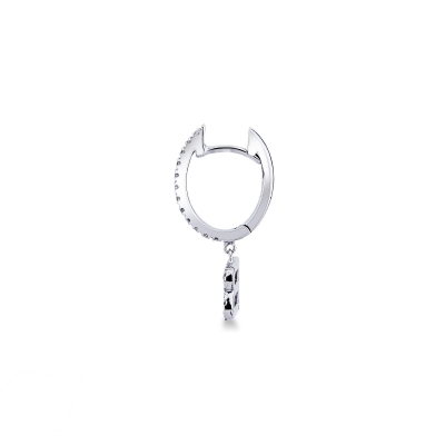 Mono boucle d'oreille en or blanc 18 carats, avec lettre B 