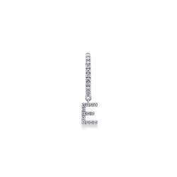 Mono boucle d'oreille en or blanc 18 carats, avec lettre E