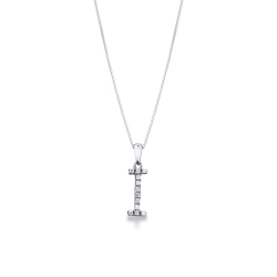 Pendentif lettre  I collier femme or blanc et diamants
