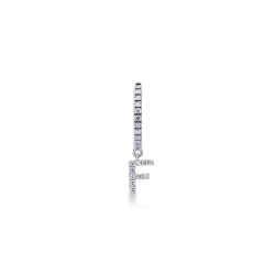 Mono boucle d'oreille en or blanc 18 carats, avec lettre F avec diamants
