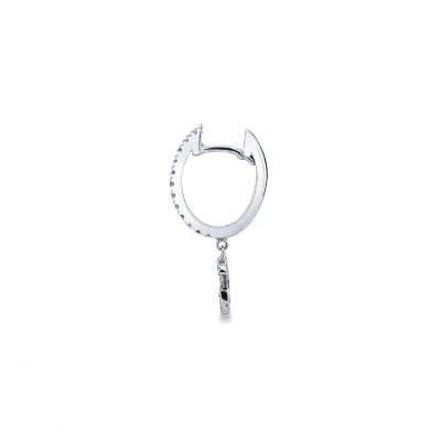 Mono boucle d'oreille en or blanc 18 carats, avec lettre G en diamants