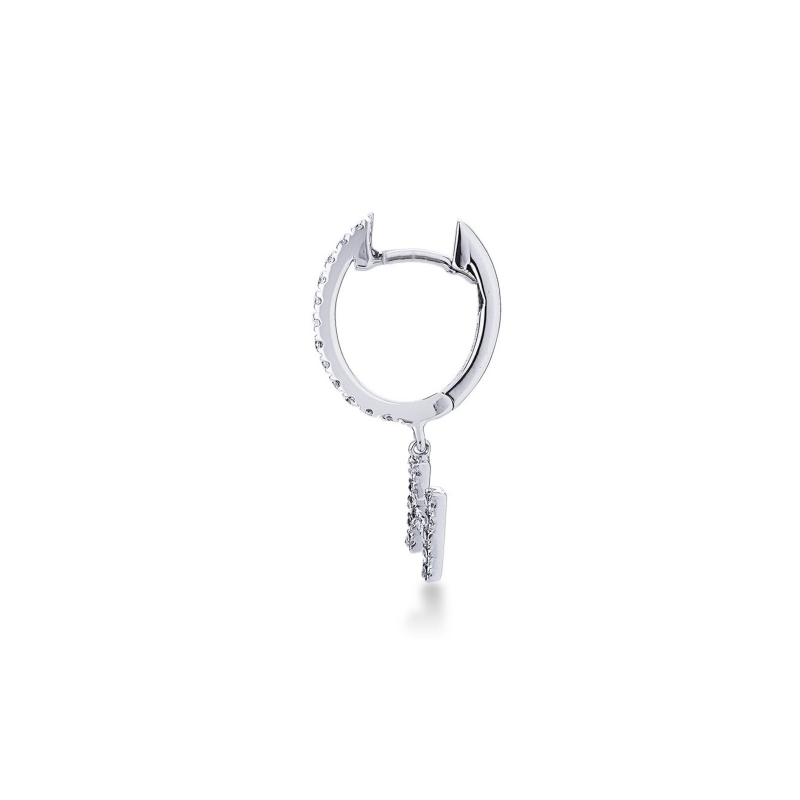 Mono boucle d'oreille en or blanc 18 carats, avec lettre H Mono boucle d'oreille en or blanc 18 carats, avec lettre H