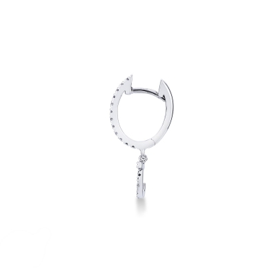 Mono boucle d'oreille en or blanc 18 carats, avec lettre J en diamants