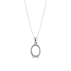 Pendentif lettre O collier femme or blanc et diamants