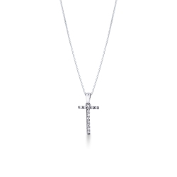 Pendentif lettre T collier femme or blanc et diamants