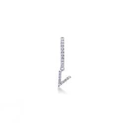 Mono boucle d oreille en or blanc 18 carats, avec la lettre V