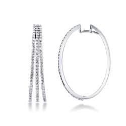 Créoles à grand ovale or blanc et diamants femme