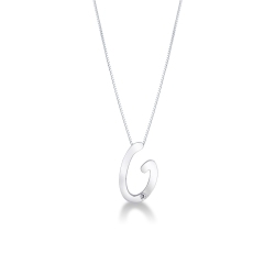 Collier en or blanc 18 carats avec chaîne et pendentif lettre G