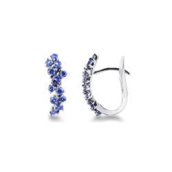 Créoles en or blanc 18k avec saphirs bleus