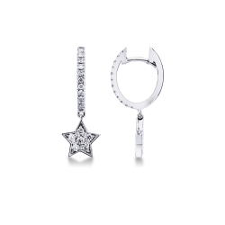 Boucles d'oreilles en or blanc en forme d'étoile