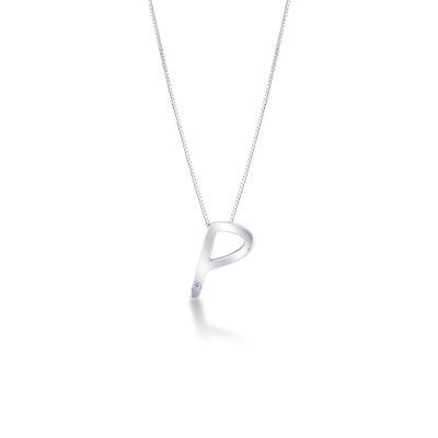 Collier personnalisé lettre P or blanc et diamants