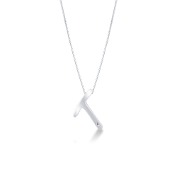 Collier personnalisé lettre T or blanc et diamants