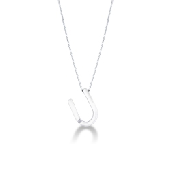 Collier personnalisé lettre U or blanc et diamants