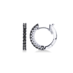 Créoles en or blanc 18k serties de diamants noirs