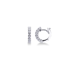 Boucles d'oreilles créoles en or blanc 18k serties de diamants ct. 0,56