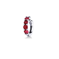 Earcuff en or blanc 18 carats incrusté de rubis