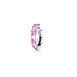 Earcuff en or blanc 18 carats, incrustée de saphirs roses