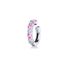 Earcuff en or blanc 18kt diamants et saphirs roses