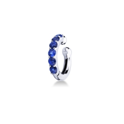 Earcuff en or blanc 18 carats incrustée de saphirs bleus