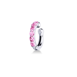 Earcuff en or blanc 18 carats avec saphirs roses