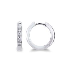 Boucles d'oreilles femme créoles or blanc 750 et diamants