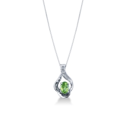 Collier femme en or blanc 18k avec péridot et diamants