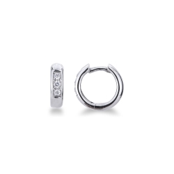 Petites créoles or blanc 750 et diamants