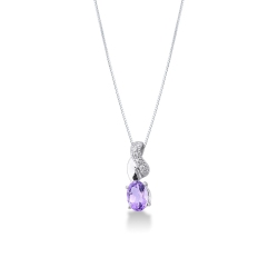 Collier femme en or blanc 18k avec améthyste et diamants